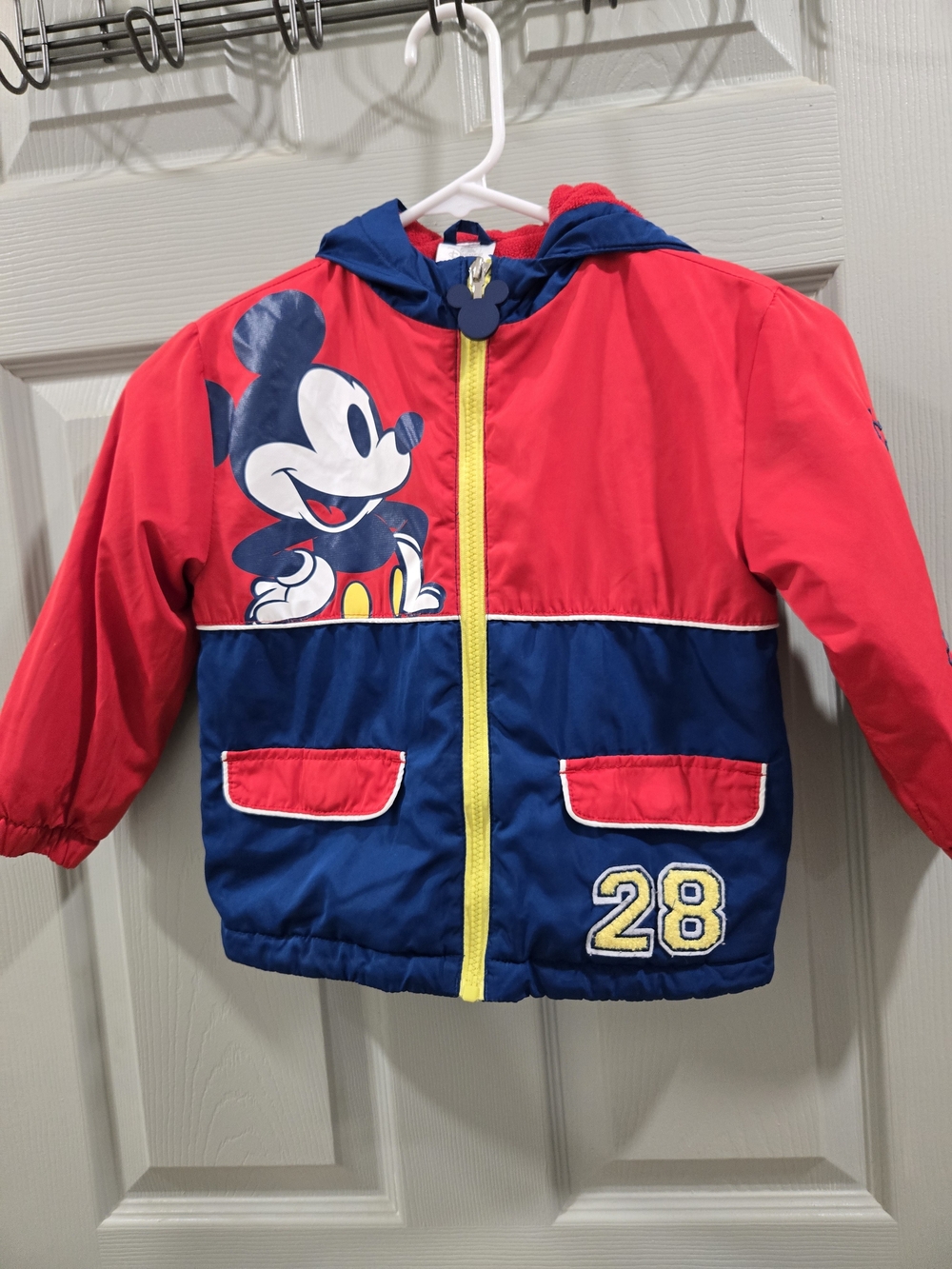 Disney Mickey Mouse Red & Navy Kids Hooded Jacket SZ 4